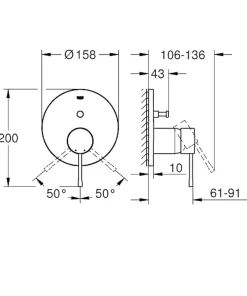 Grohe Essence mitigeur mécanique 2 sorties avec inverseur, finition Hard Graphite Brossé (24058AL1)* Colonne De Douche Mécanique