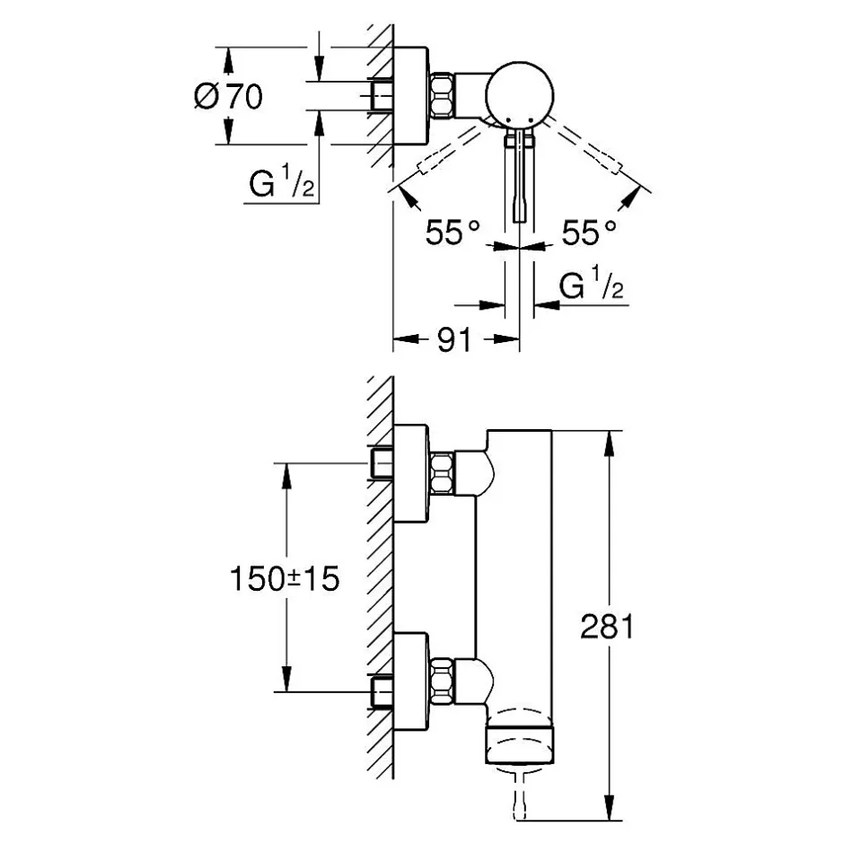 Grohe Essence Mitigeur monocommande 1/2" Douche 33636001* Robinet De Douche