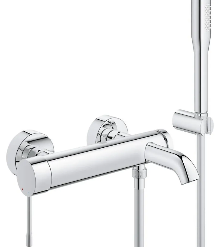 Grohe Essence Mitigeur monocommande 1/2" bain/douche + Douchette 1 jet, Chrome (G-33628001)