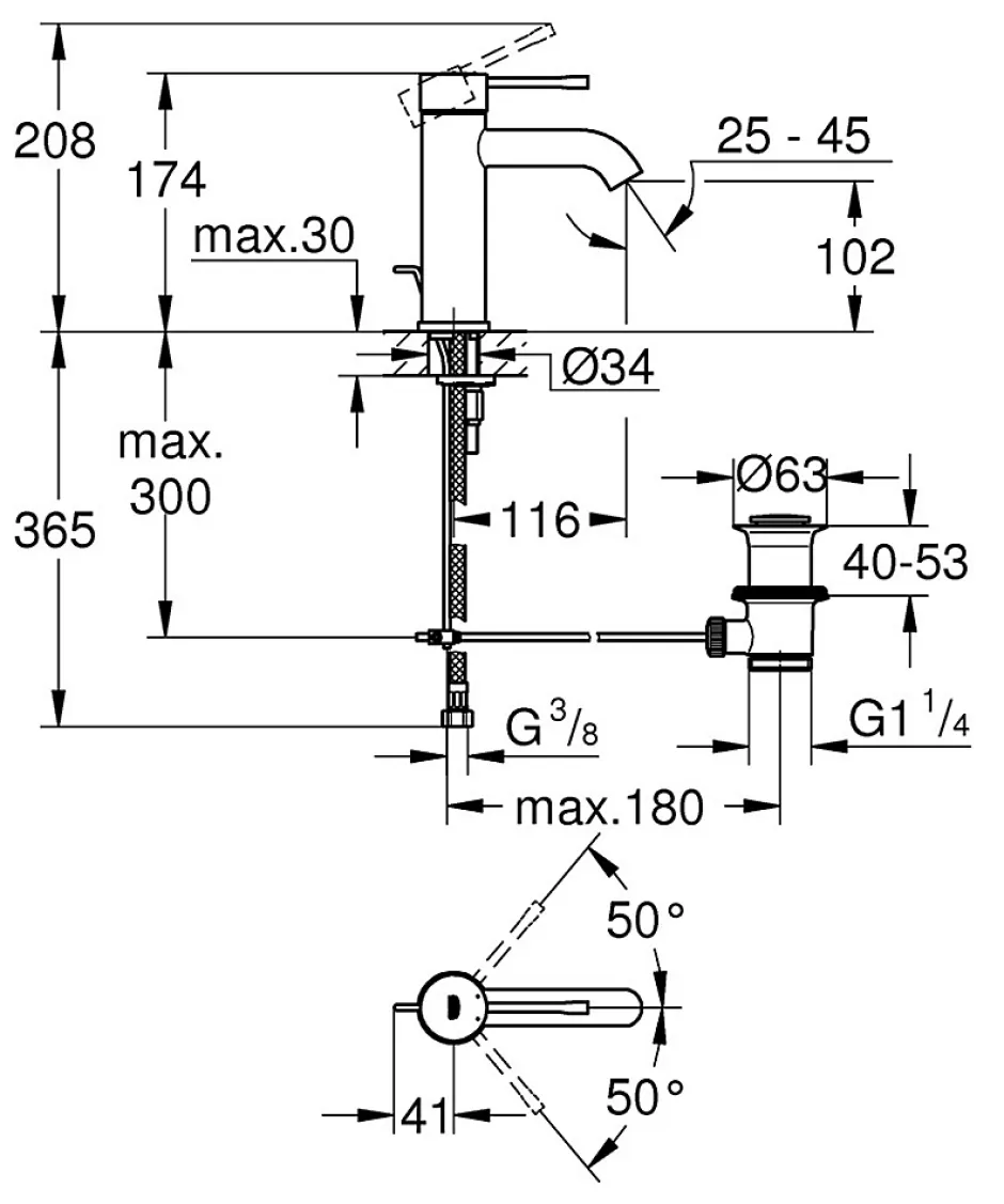 Grohe Essence Mitigeur monocommande Lavabo Taille S finition Sunrise brossée