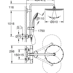 Grohe Euphoria System 310 Système de douche thermostatique pour montage mural (26075DL0)