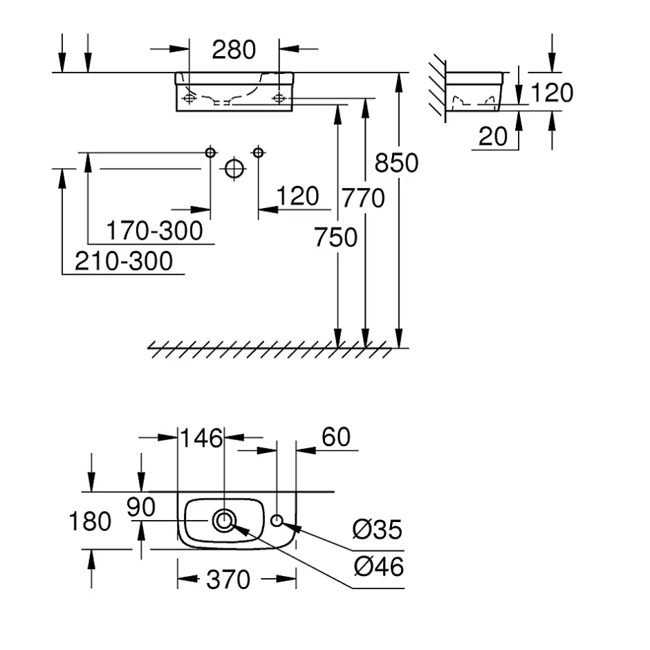 Grohe Euro Ceramic Lave-mains 370 x 180 mm (39327000)