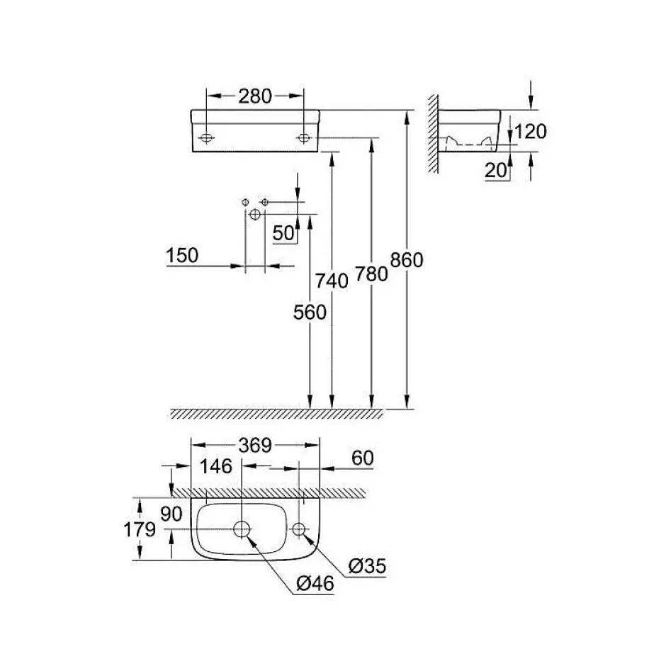 Grohe Euro Ceramic Lave-mains 37x18cm - revêtement PureGuard (3932700H)