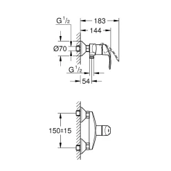 Grohe Eurosmart 2015 mitigeur douche mural 33555002