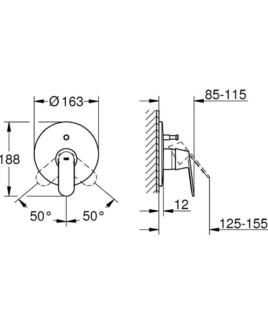 Grohe Eurosmart Cosmopolitan - Set de finition pour mitigeur monocommande, 2 sorties (19382000)