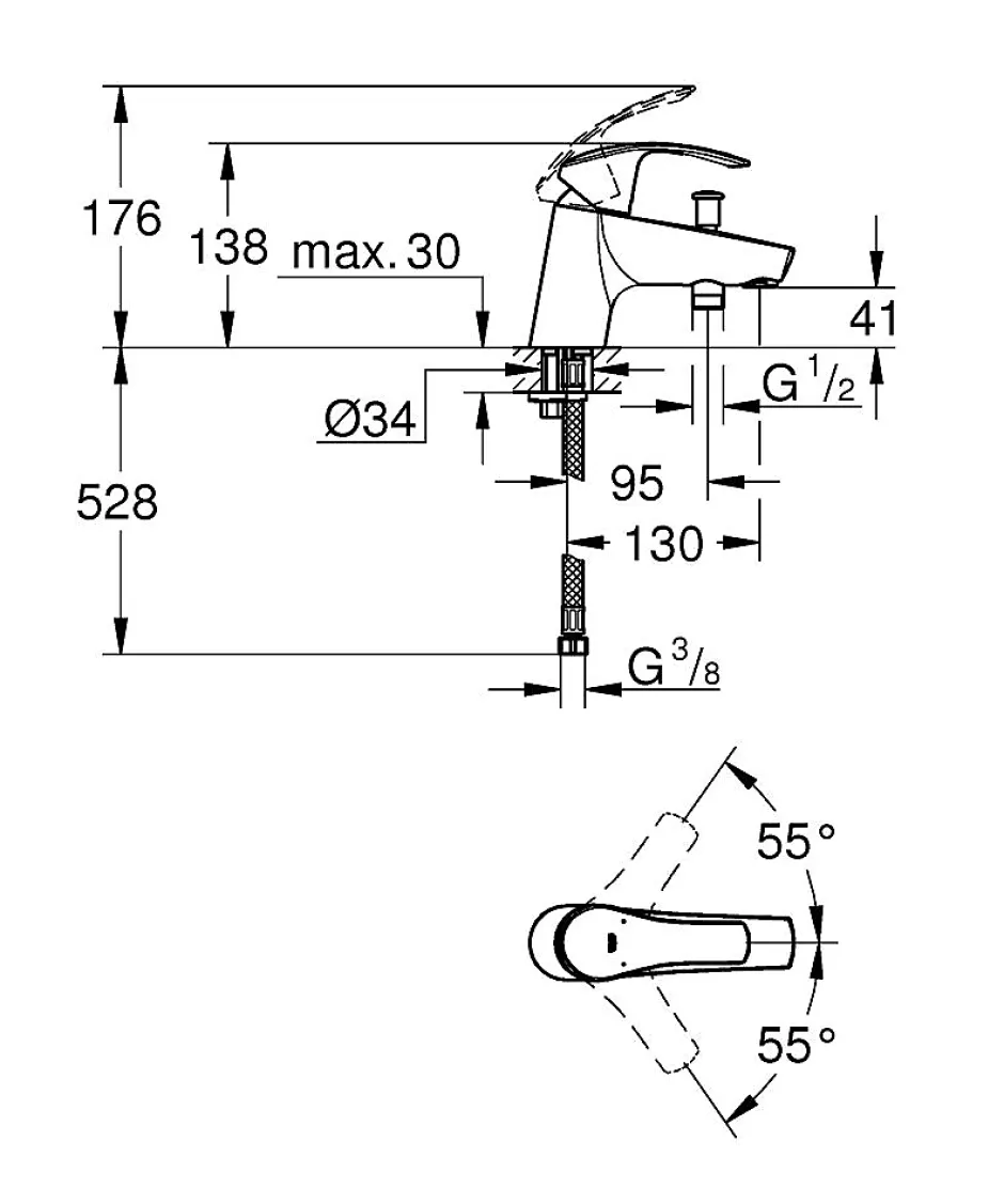 Grohe Eurosmart Mitigeur monocommande Bain / Douche 33412002