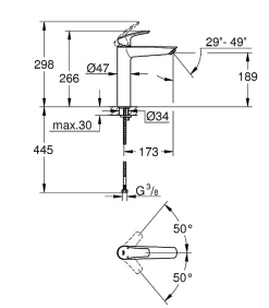 Grohe EUROSMART Mitigeur monocommande de lavabo XL , Chrome (23971003)