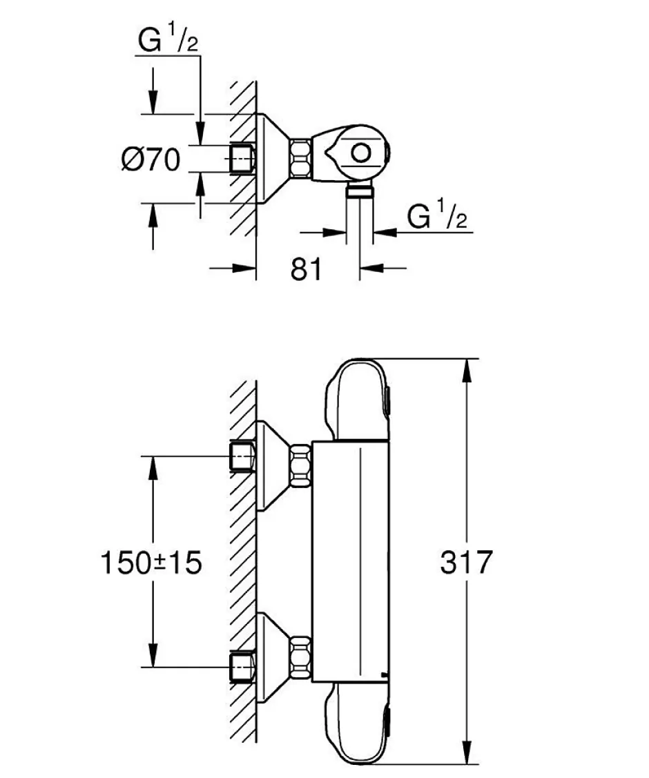 Grohe Grohtherm 1000 - mitigeur thermostatique, chrome (34550000)