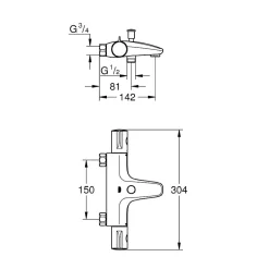 Grohe Grohtherm 800 mitigeur thermostatique bain/douche 1/2