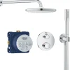 Grohe Grohtherm Set de douche encastré avec mitigeur thermostatique, douche de tête XXL 250 et douchette, Chrome (34727000-XXL2)* Colonne De Douche Sans Robinetterie