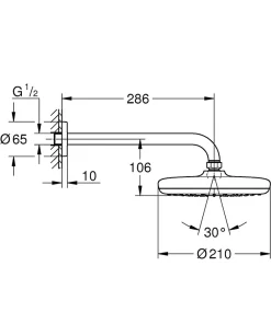 Grohe Grohtherm Set de douche encastré avec mitigeur thermostatique, douche de tête 210mm + Douchette avec support mural, Chrome* Colonne De Douche Sans Robinetterie
