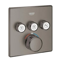 Grohe Grohtherm SmartControl façade avec mitigeur thermostatique encastré 3 sorties, hard graphite brossé (G29126AL0)