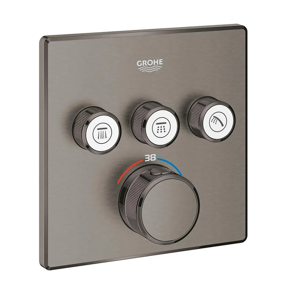 Grohe Grohtherm SmartControl façade avec mitigeur thermostatique encastré 3 sorties, hard graphite brossé (G29126AL0)
