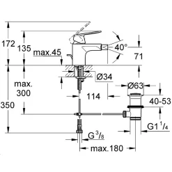 Grohe Mitigeur monocommande Bidet Taille S Eurosmart Cosmopolitan 32839000