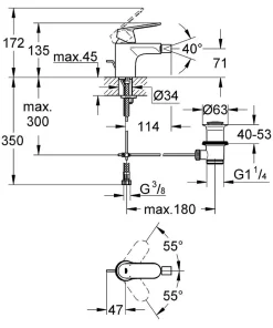 Grohe Mitigeur monocommande Bidet Taille S Eurosmart Cosmopolitan 32839000