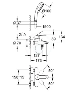 Grohe Mitigeur monocommande, 1/2' pour baignoire Eurostyle Cosmopolitan Chromé (3359220A)* Robinet De Baignoire