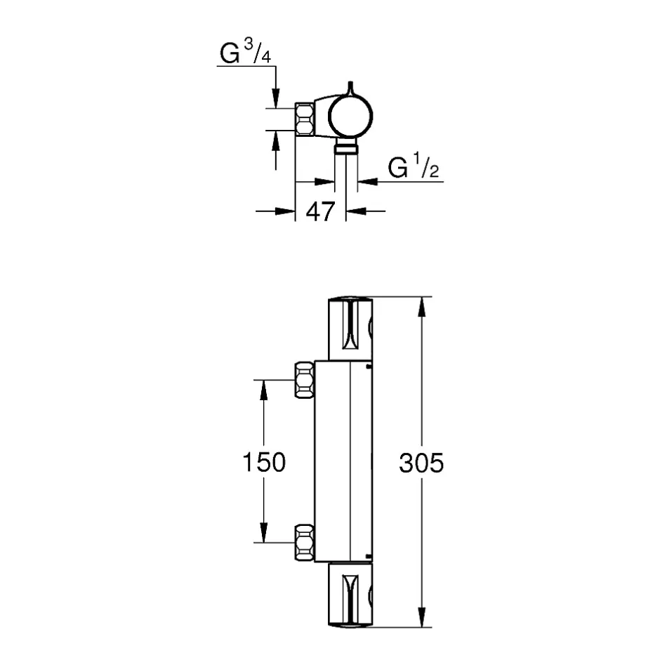 Grohe Mitigeur thermostatique Douche GROTHERM 800 Chromé 34561000
