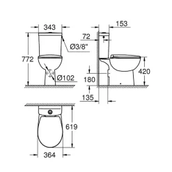 Grohe Pack WC à poser Bau Ceramic quickfix + Accessoires salle de bain Essentials Cube* Wc À Poser