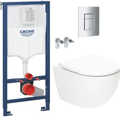 Grohe Pack WC Bâti-support Rapid SL + WC SAT Tornado sans bride + Abattant SoftClose + Plaque chrome (RSLTORNADO1)