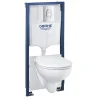 Grohe Pack WC Bâti-support Rapid SL + WC Bau Ceramic sans bride + Abattant softclose + Plaque chrome (39418000)