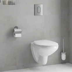 Grohe Pack WC Bâti-support Rapid SL + WC Bau Ceramic sans bride + Abattant softclose + Plaque chrome (39418000)