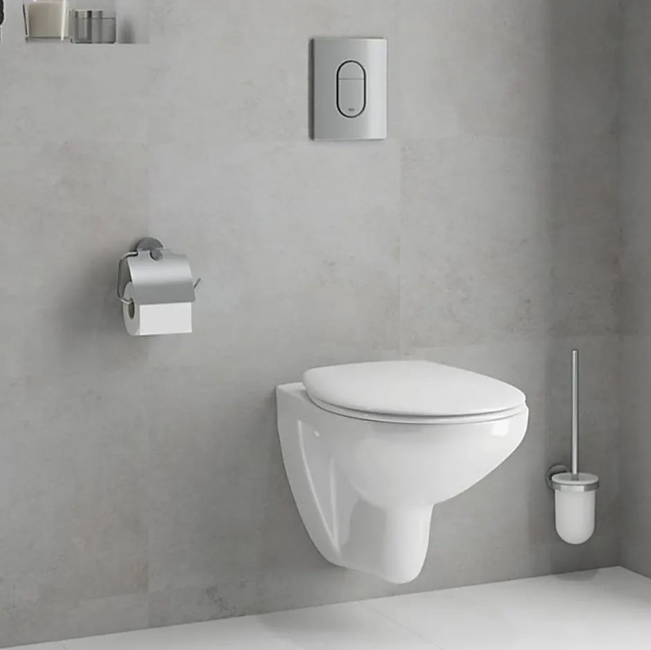 Grohe Pack WC Bâti-support Rapid SL + WC Bau Ceramic sans bride + Abattant softclose + Plaque chrome (39418000)