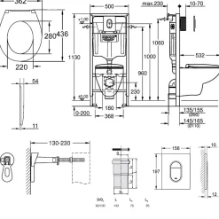 Grohe Pack WC Bâti-support Rapid SL + WC Bau Ceramic sans bride + Abattant softclose + Plaque chrome (39418000)