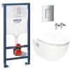 Grohe Pack WC Bâti-support Rapid SL + WC sans bride SAT + Abattant SoftClose + Plaque Chrome (RapidSL-Project-1)* Wc Suspendu