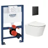 Grohe Pack WC Bâti-support Rapid SL + WC sans bride SAT Brevis + Plaque Noir mat (RapidSL082-Brevis-KF0)