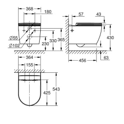 Grohe Pack WC suspendu Start Round caréné sans bride, abattant frein de chute déclipsable* Wc Suspendu