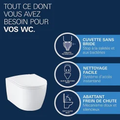 Grohe Pack WC suspendu Start Round caréné sans bride, abattant frein de chute déclipsable* Wc Suspendu