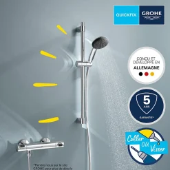 Grohe Precision Flow Mitigeur Thermostatique ensemble de douche avec barre 60cm 34800001* Colonne De Douche Thermostatique