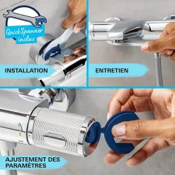 Grohe Precision Flow Mitigeur Thermostatique ensemble de douche avec barre 60cm 34800001* Colonne De Douche Thermostatique