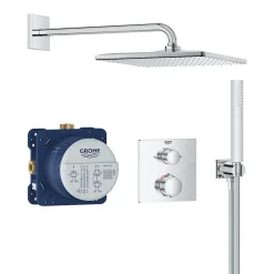 Nicoll Grohe Precision Set de douche encastrée avec mitigeur thermostatique + Douche de tête + Douchette, chrome (G34881000)* Colonne De Douche Sans Robinetterie