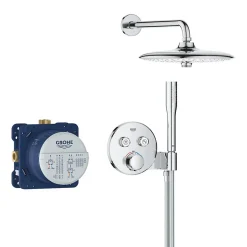 Grohe Precision SmartControl Set de douche encastrée avec façade thermostatique + Douche de tête + Douchette, chrome (G34878000)* Colonne De Douche Sans Robinetterie
