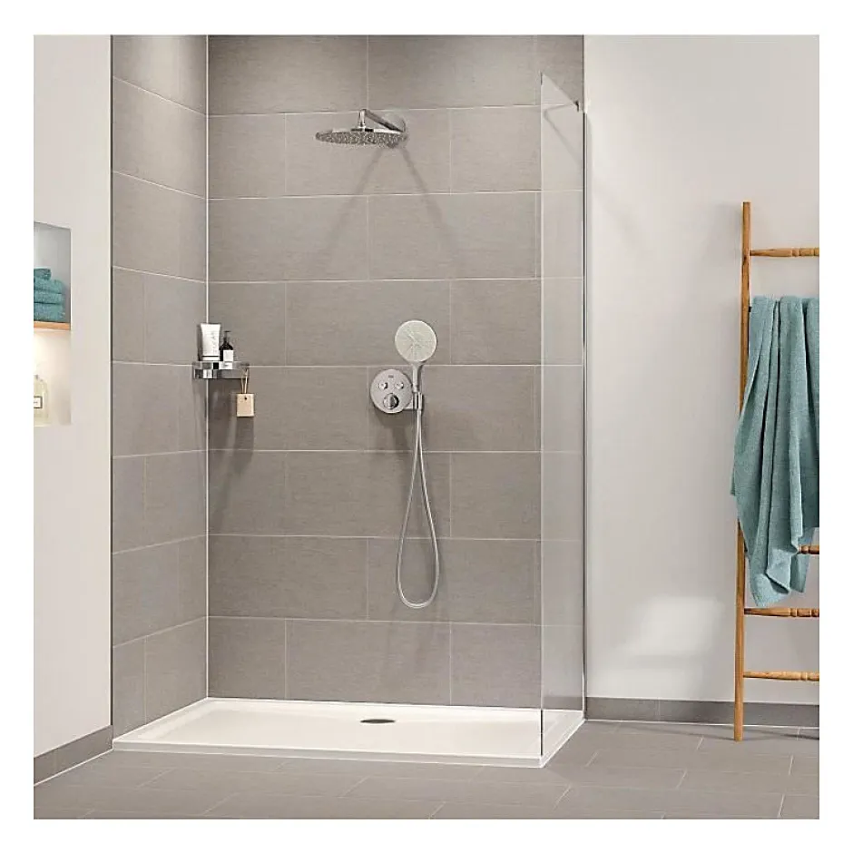 Grohe Precision SmartControl Set de douche encastrée façade thermostatique + Douche de tête + Douchette 3 jets, chrome (G34877000)