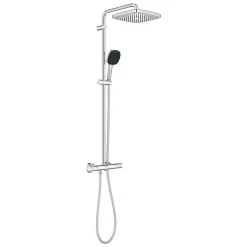 Grohe Quickfix Colonne de douche thermostatique XXL Cube 250 + Douchette 2 jets, Chrome (26696022)