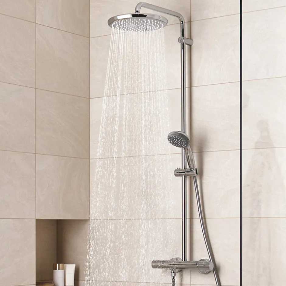 Grohe Quickfix Colonne de douche thermostatique XXL Round 250 + Douchette 2 jets, Chrome (26816022)* Colonne De Douche Hydromassante
