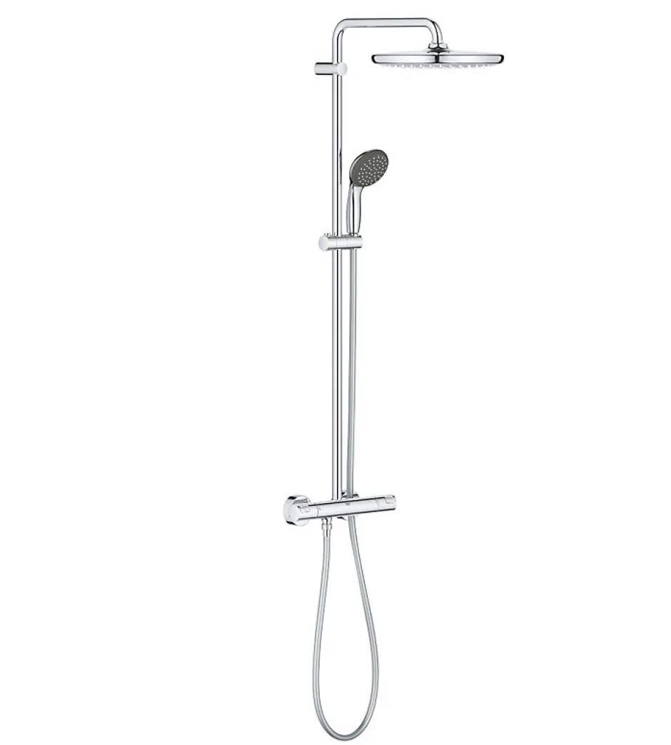 Grohe Quickfix Colonne de douche thermostatique XXL Round 250 + Douchette 2 jets, Chrome (26816022)* Colonne De Douche Hydromassante