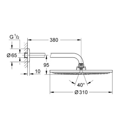 Grohe Rainshower Cosmopolitan 310 Ensemble douche de tête et bras 380 mm, 1 jet (26066AL0)* Colonne De Douche Sans Robinetterie
