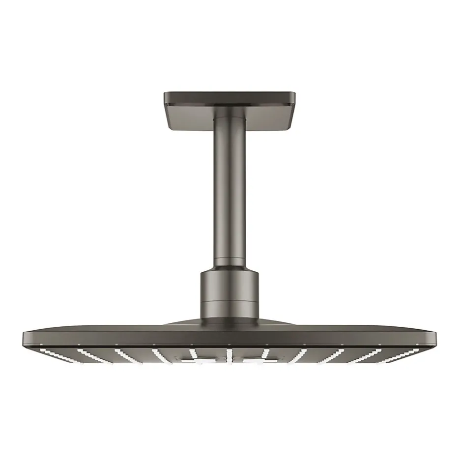 Grohe Rainshower Smartactive 310 Cube Set douche de tête 2 jets et bras plafonnier 142mm, Hard Graphite brossé (26481AL0)* Colonne De Douche Sans Robinetterie