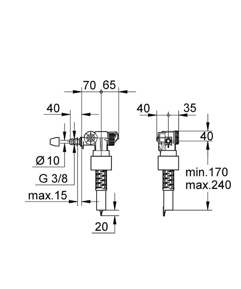 Grohe Robinet flotteur - Bâti-support rapid SL 37095000* Chasse D'Eau