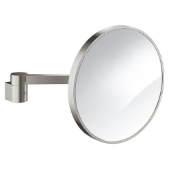 Grohe Selection Miroir cosmétique en verre et métal avec bras, grossissement x7, Supersteel (41077DC0)* Miroir Simple