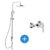 Swiss Aqua Technologies /Grohe Set de douche avec mitigeur + Douchette 3 jets barre avec curseur + Douche de tête XXL 254 mm Chrome