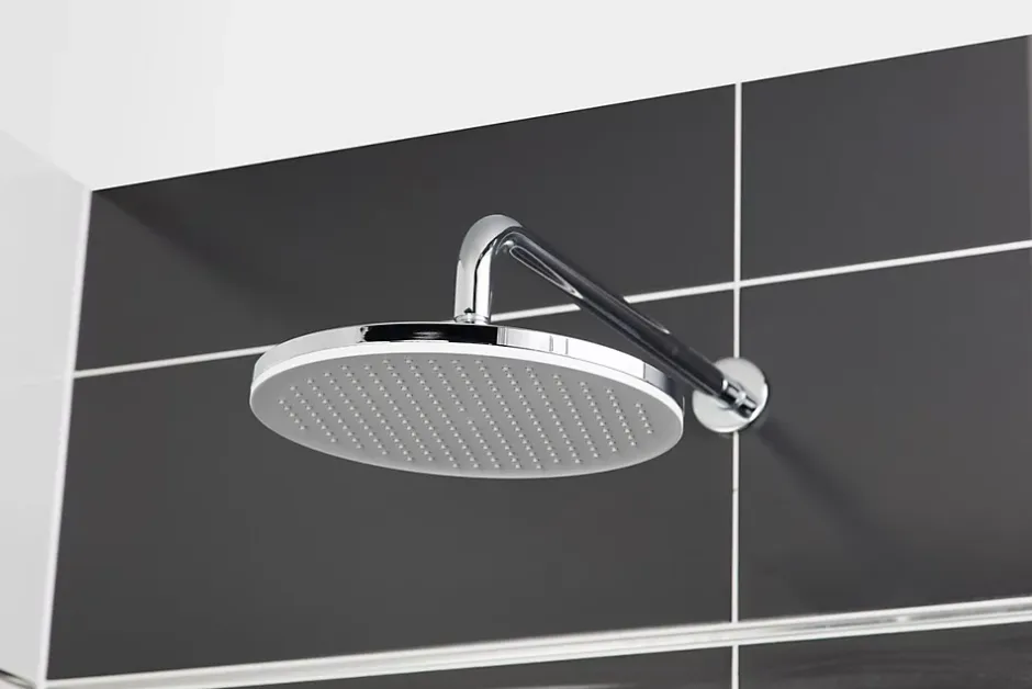 Swiss Aqua Technologies /Grohe Set de douche avec mitigeur + Douchette 3 jets barre avec curseur + Douche de tête XXL 254 mm Chrome
