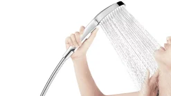 Swiss Aqua Technologies /Grohe Set de douche avec mitigeur + Douchette 3 jets barre avec curseur + Douche de tête XXL 254 mm Chrome