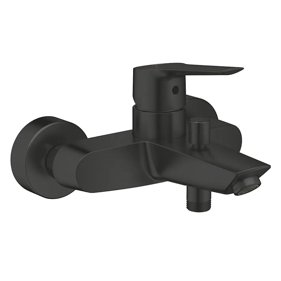 Grohe Set de douche mitigeur Bain/douche 1/2"+ Douchette 2 jets + support mural + Flexible 1750 mm, noir mat* Robinet De Baignoire