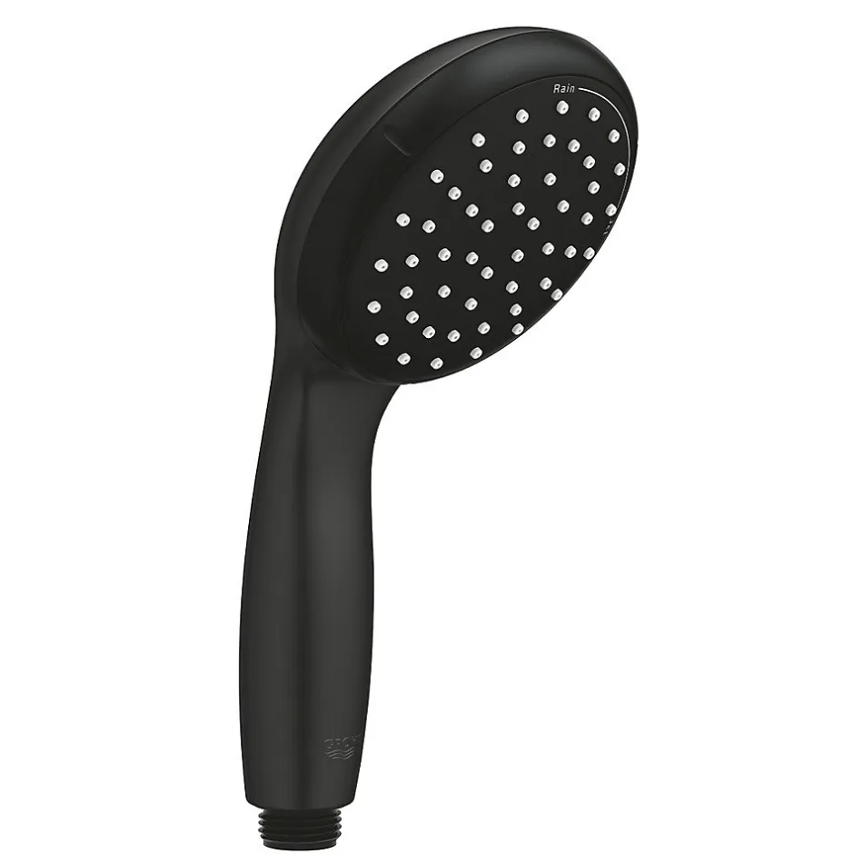 Grohe Set de douche mitigeur Bain/douche 1/2"+ Douchette 2 jets + support mural + Flexible 1750 mm, noir mat* Robinet De Baignoire