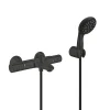Grohe Set de douche mitigeur bain/douche thermostatique + Douchette 2 jets + support mural + Flexible 1750 mm, noir mat