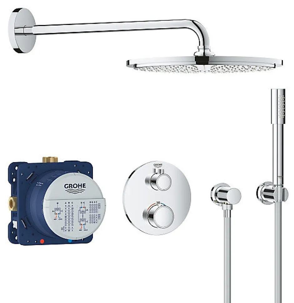 Grohe Set de douche Rainshower Cosmopolitan 310 avec thermostat encastré, chrome (34731000)